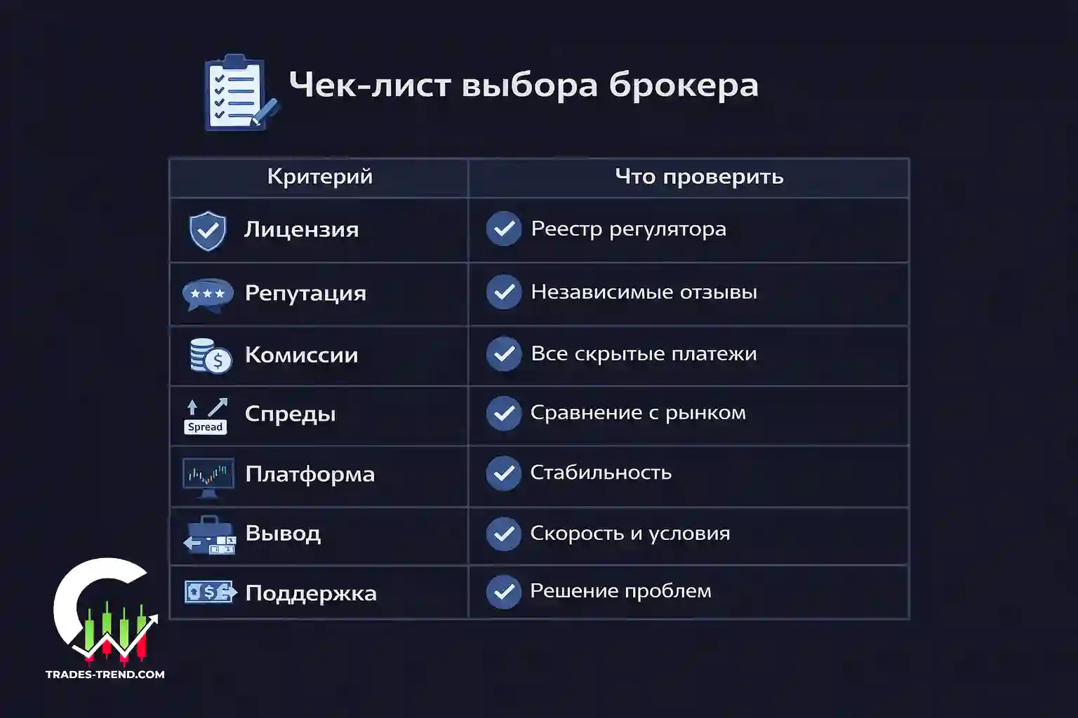 Чек-лист из 12 пунктов для выбора брокера-посредника