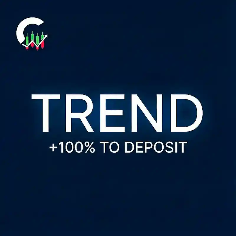 TREND promo code banner: deposit bonus on Binarium