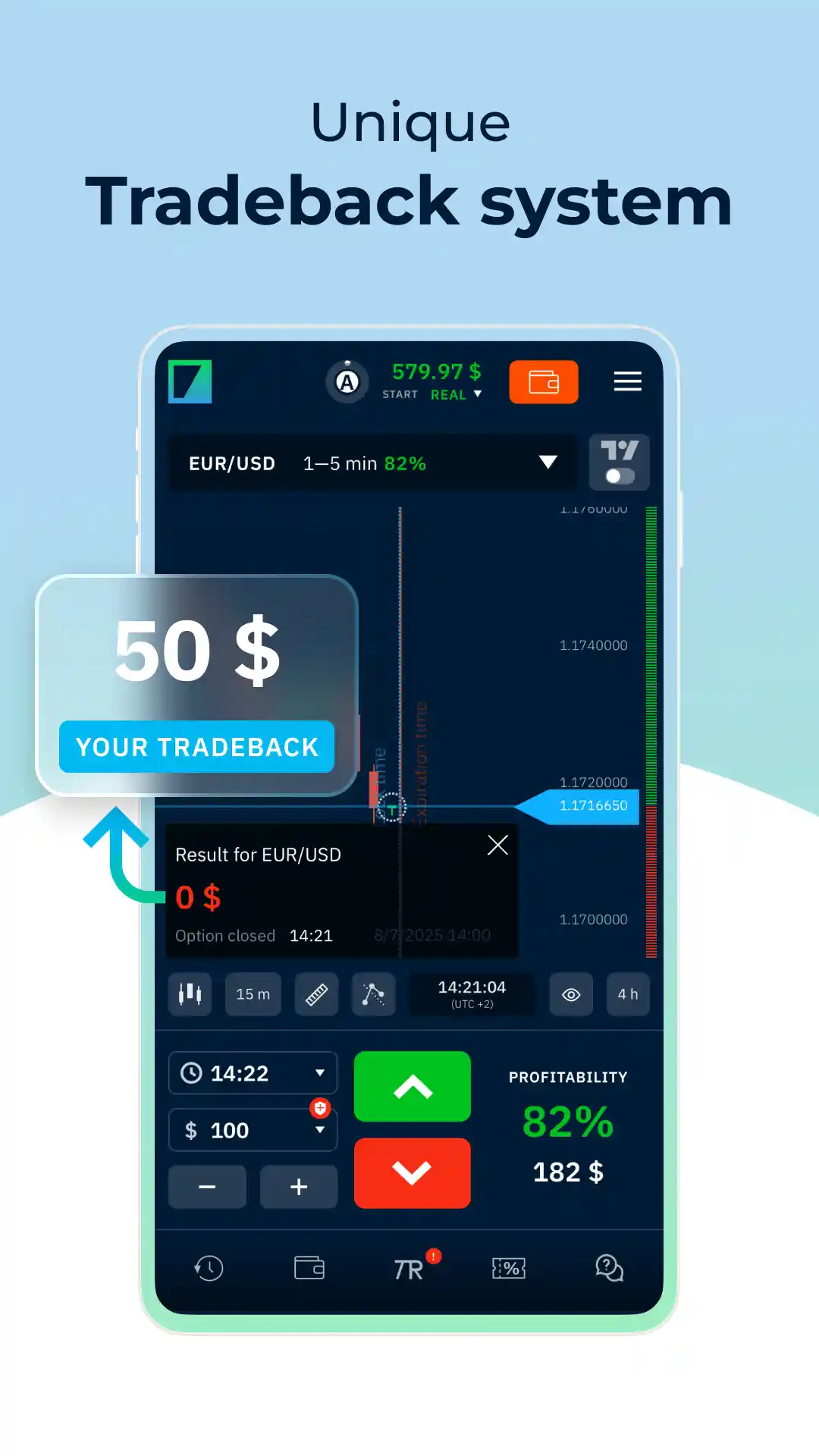 Available assets in the Binarium app — search and selection of trading instruments