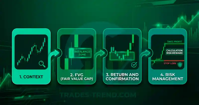 Checklist infographic for using FVG in trading