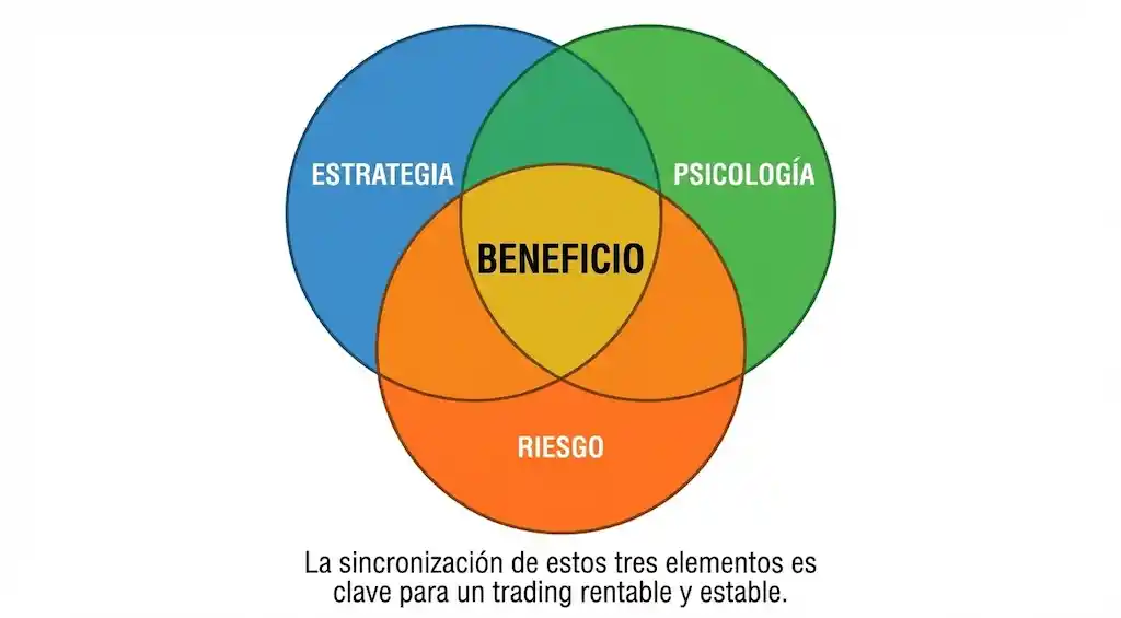 Relación entre estrategia, psicología y gestión de riesgos en un trading rentable