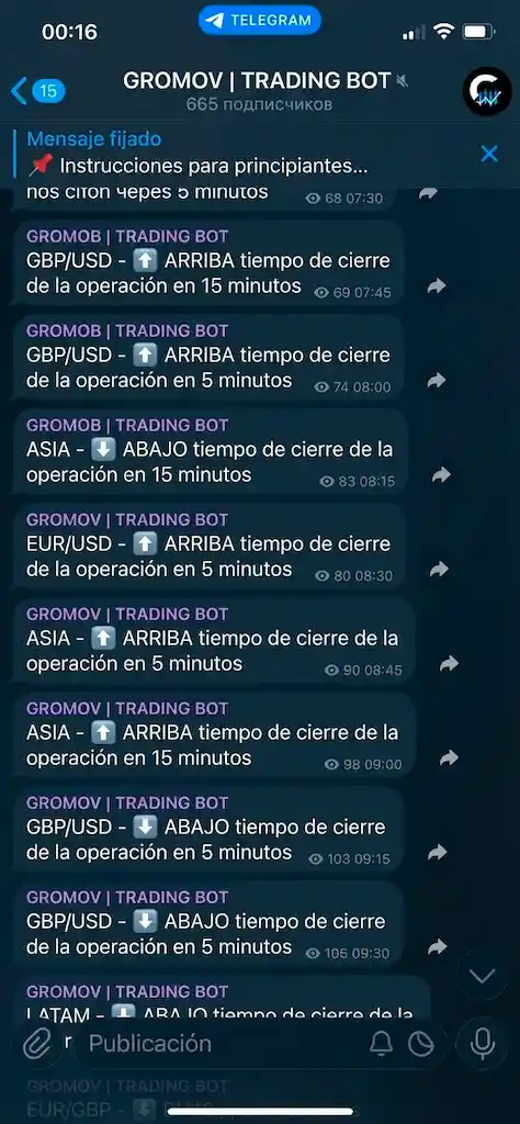 Canal de Telegram de Konstantin Gromov en la pantalla de un smartphone