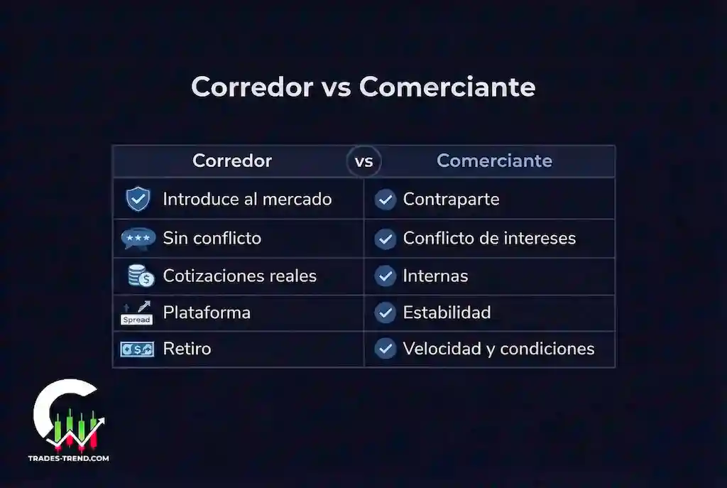 Diferencia entre bróker y dealer: esquema comparativo