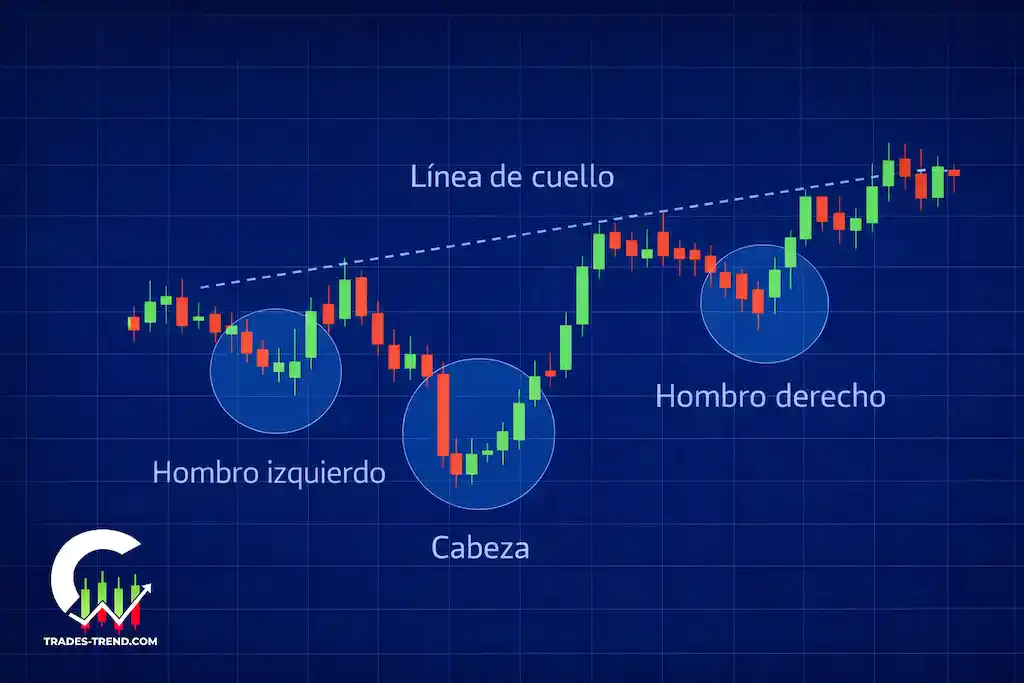 Ejemplo de marcado del patrón: línea de cuello, hombro izquierdo, cabeza y hombro derecho