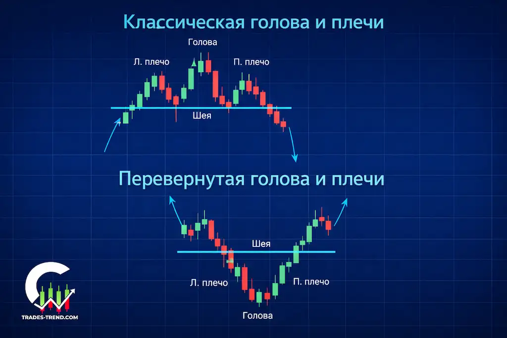 Классическая и перевёрнутая «голова и плечи»: где голова, плечи и линия шеи