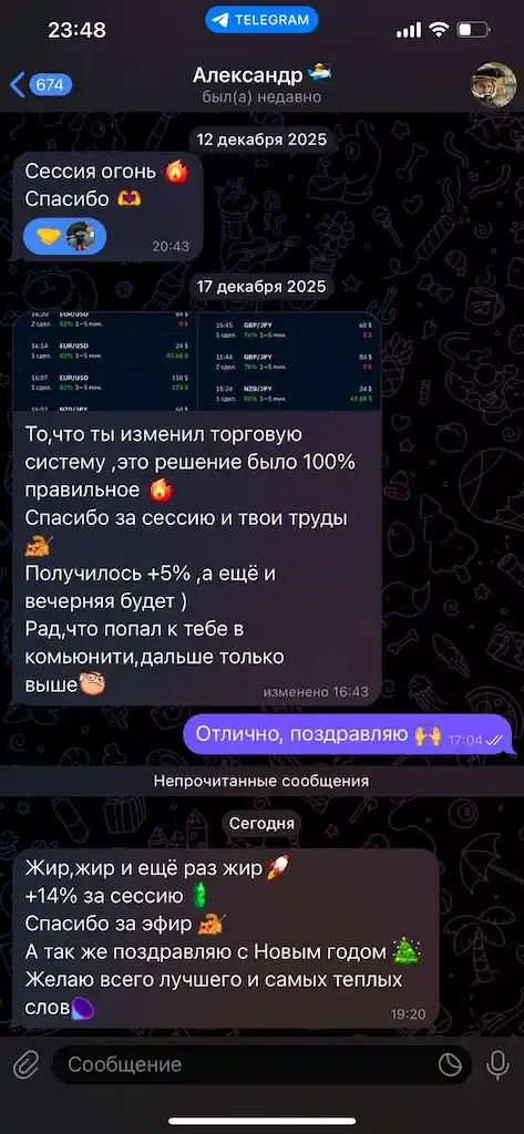 Скриншот результата торговли читателя — отзыв 1
